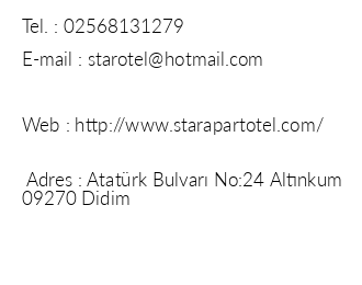 Star Apart Otel iletiim bilgileri